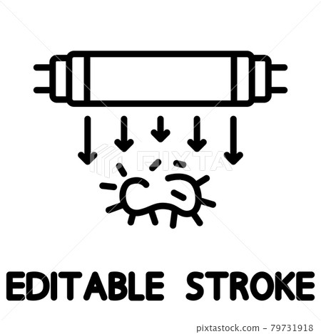 UV light disinfection icon. Bactericidal UV lamp. Medical antimicrobial lamp for home, clinic, hospital. Ultraviolet light sterilization. Ultraviolet germicidal irradiation 79731918