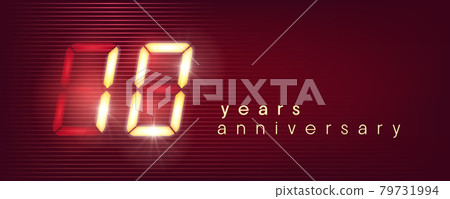 10 years anniversary vector logo, icon. Template banner with electronic numbers for 10th anniversary 79731994