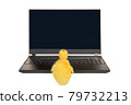little duckling at the laptop 79732213