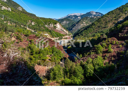 Gorges de Daluis or Chocolate canyon in Provence-Alpes, France. 79732239