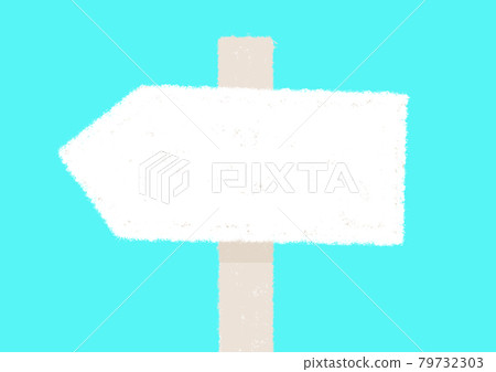 Road sign hand-drawn illustration _ left direction Road sign hand-drawn illustration _ left direction 79732303