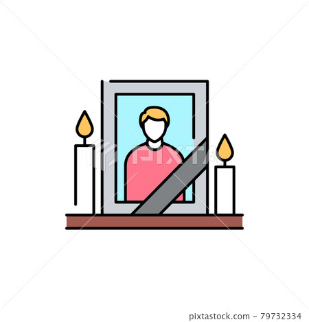 Mourning photo frame line color icon. Religion. Sign for web page Mourning photo frame line color icon. Religion. Sign for web page 79732334