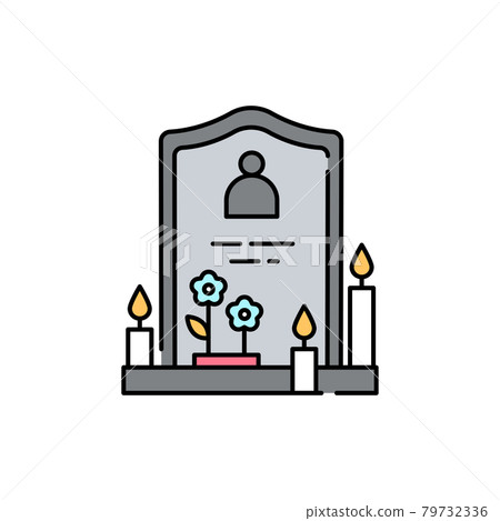 Gravestone line color icon. Religion. Sign for web page Gravestone line color icon. Religion. Sign for web page 79732336