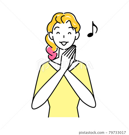 頭髮護理一個可愛的微笑女人,她很高興用頭髮顏色將頭髮染成粉紅色 插圖簡單矢量 頭髮護理一個可愛的微笑女人,她很高興用頭髮顏色將頭髮染成粉紅色 插圖簡單矢量 79733017