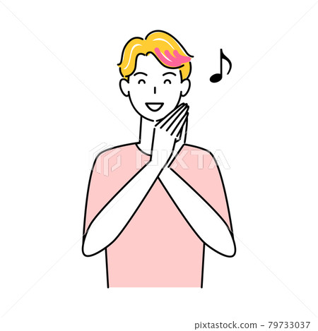 頭髮護理 一個可愛的微笑男性插圖,頭髮末端染成粉紅色 簡單矢量 頭髮護理 一個可愛的微笑男性插圖,頭髮末端染成粉紅色 簡單矢量 79733037