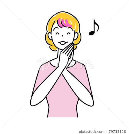 Hair Care A cute smiling woman who is happy to dye her hair pink with her hair color Illustration Simple Vector Hair Care A cute smiling woman who is happy to dye her hair pink with her hair color Illustration Simple Vector 79733128