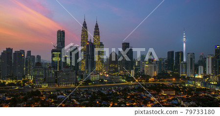 Top view of Kuala Lumper skyline at twilight Top view of Kuala Lumper skyline at twilight 79733180