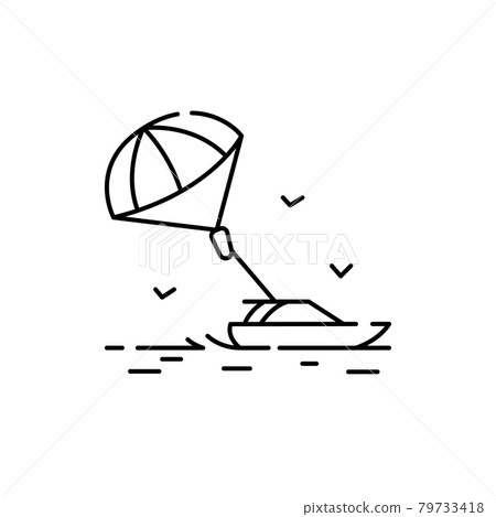 Parasailing line icon. Isolated vector element. 79733418