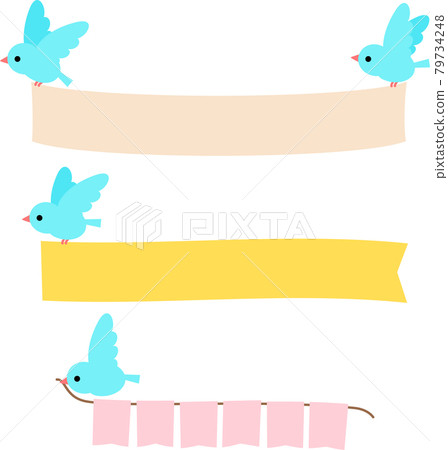 舉著橫幅的小鳥的插圖集 79734248
