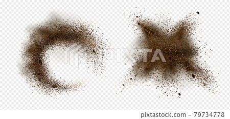 Explosion of coffee bean and powder splash Explosion of coffee bean and powder splash 79734778