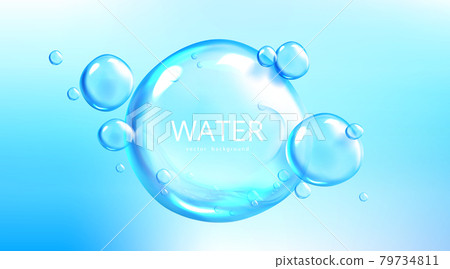 Water background, air bubble spheres on blue aqua Water background, air bubble spheres on blue aqua 79734811