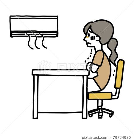 A woman who is cold because the cooler at work is too effective 79734980