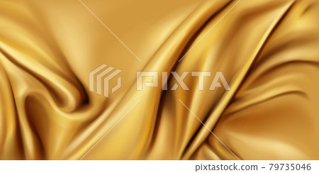 Gold silk folded fabric background, luxury textile 79735046