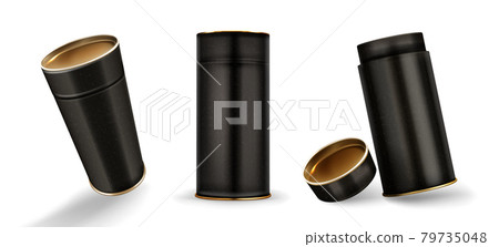 Kraft tube boxes mockup, closed and open pack 79735048