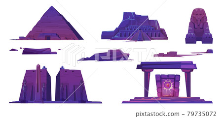 Ancient Egypt pyramids, pharaoh temples, sphinx 79735072