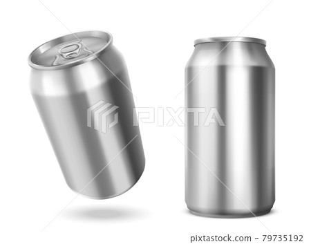 Tin can with open key front and angle view, jars 79735192