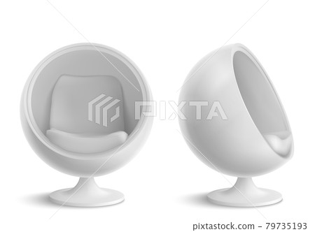 Ball chair, round armchair front and side view 79735193