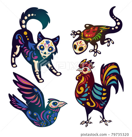 Mexican Day of Dead, Dia de los Muertos vector set 79735320