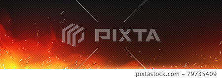 Vector realistic fire with sparks and smoke Vector realistic fire with sparks and smoke 79735409