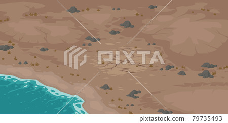 Sea beach and wasteland with dry cracked soil 79735493
