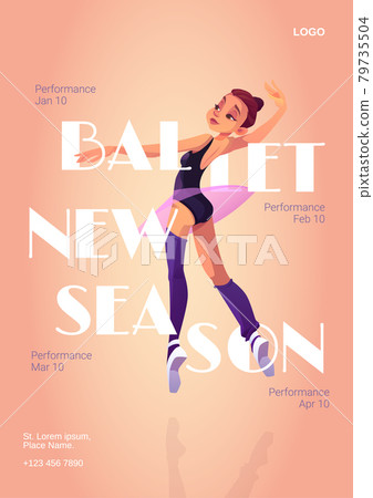 Ballet new season cartoon poster with ballerina 79735504