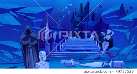 Ancient ruins, old architecture sunken under water Ancient ruins, old architecture sunken under water 79735526