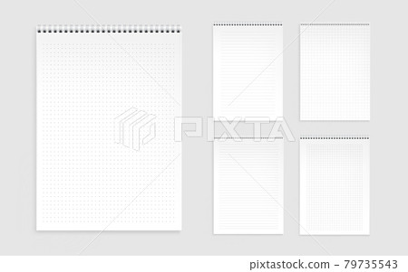 Notebook sheets.pages with lines, dots and checks. Notebook sheets.pages with lines, dots and checks. 79735543
