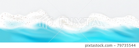 Top view of sea wave foam splashing border, frame Top view of sea wave foam splashing border, frame 79735544