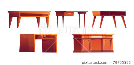 Empty wooden desks, tables for work and study Empty wooden desks, tables for work and study 79735595