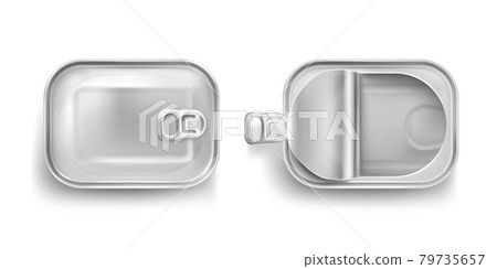 Aluminium tin can for sardine in top view 79735657