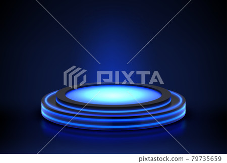 Neon podium. Empty stage for product presentation Neon podium. Empty stage for product presentation 79735659