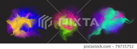 Colorful smoke flow and paint powder explosion Colorful smoke flow and paint powder explosion 79735752