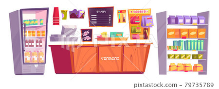 Japanese konbini shop isolated stuff and products 79735789