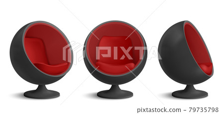 Black and red ball chair, designers egg armchair 79735798