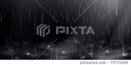 Rain and puddle with circles from falling drops Rain and puddle with circles from falling drops 79735809