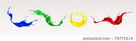 Splashes of paint with swirls and drops Splashes of paint with swirls and drops 79735814