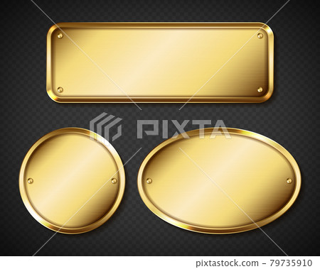 Gold or brass plates, golden name plaques mockup Gold or brass plates, golden name plaques mockup 79735910
