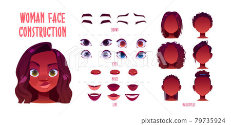 Woman face constructor, african american avatar Woman face constructor, african american avatar 79735924