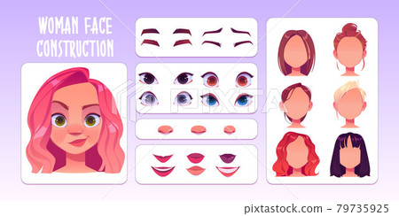 Woman face constructor, avatar of female character 79735925