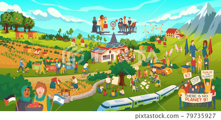 Ecology protection and save nature vector concept Ecology protection and save nature vector concept 79735927