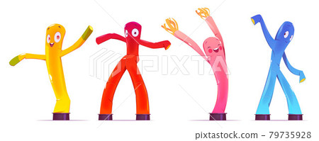 Inflatable figures, dancing colorful men isolated Inflatable figures, dancing colorful men isolated 79735928