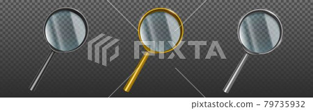 Magnifying glasses, golden, silver and black loupe 79735932