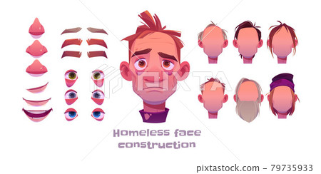 Homeless man face construction, avatar creation 79735933