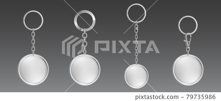 Vector steel keychain, holder for key with chain Vector steel keychain, holder for key with chain 79735986