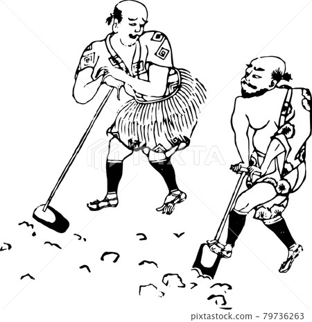 A man plowing a rice field while talking 79736263