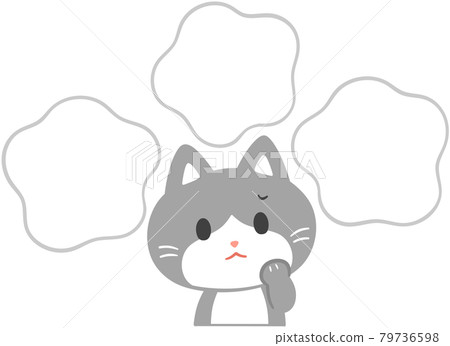 Anxious cat and speech bubble Anxious cat and speech bubble 79736598