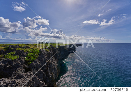 Cape Zanpa and Cape Zanpa Lighthouse in summer 79736746