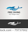 Free diver and dolphin. Freediving logo vector illustration 79737002