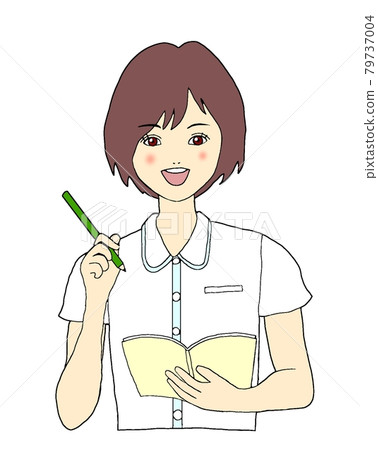 Illustration of a woman learning happily Illustration of a woman learning happily 79737004