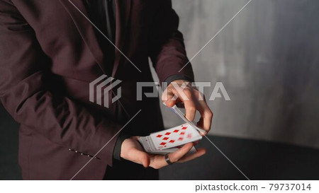 Play cards in close up and narrow focus and blur. Focus with cards close-up. Play cards in close up and narrow focus and blur. Focus with cards close-up. 79737014